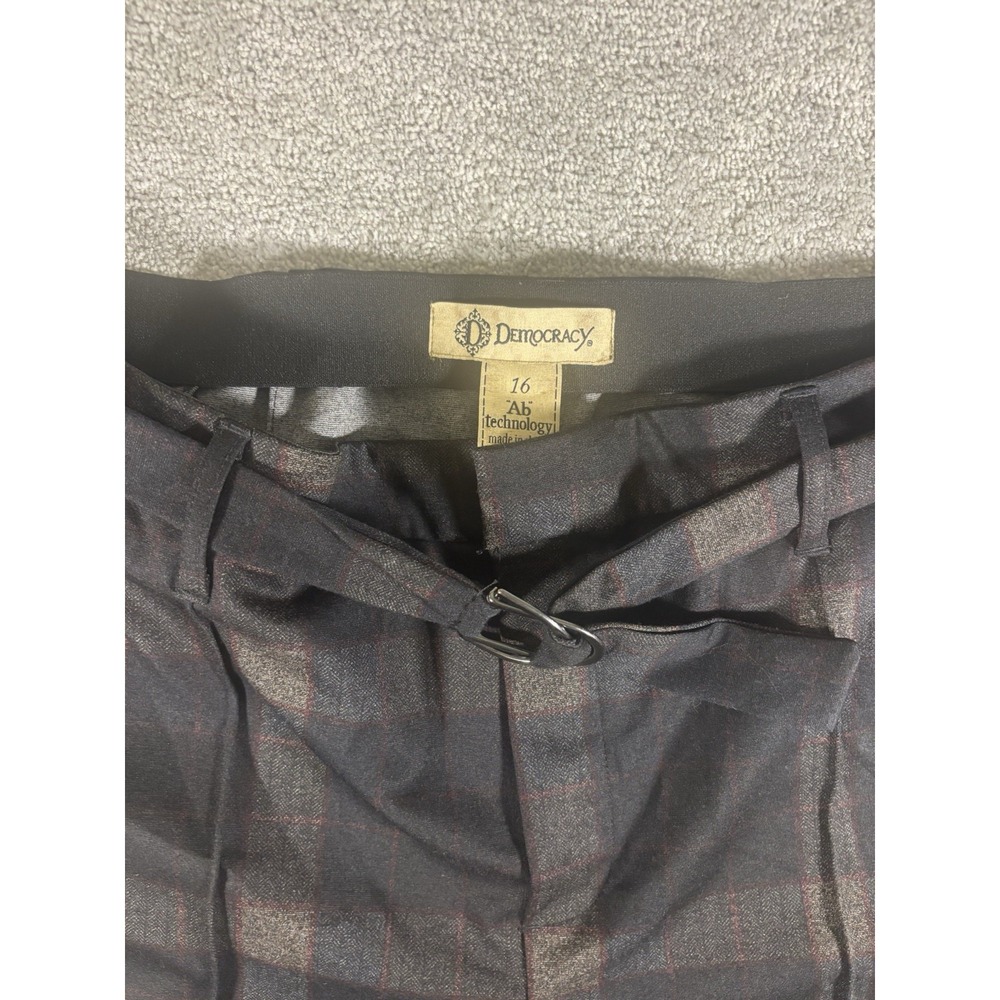 democracy plaid ab technology dress pants plaid tapered leg  Cropped‎ Belted 16 - Picture 3 of 9